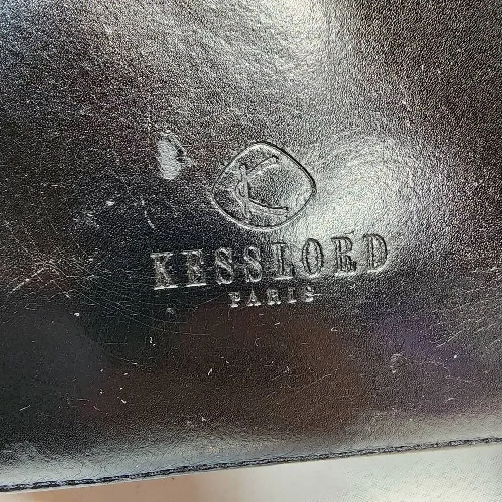 KessLord Black Calfskin Double-Handle Handbag